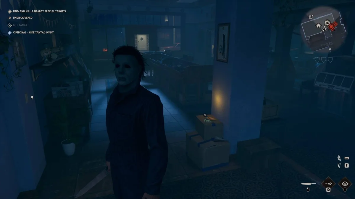 A dark street scene in Main Street in Halloween The Game