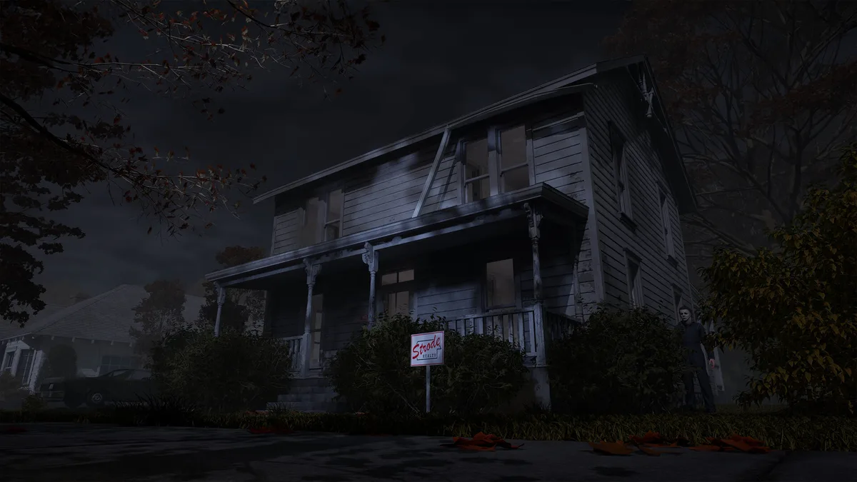 A dark Haddonfield house exterior at night in Halloween The Game