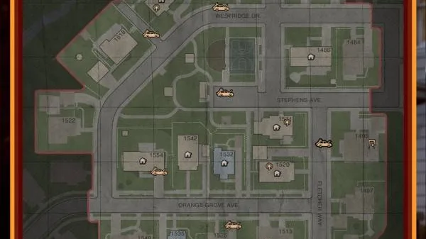 The Orange Grove map overview in Halloween The Game